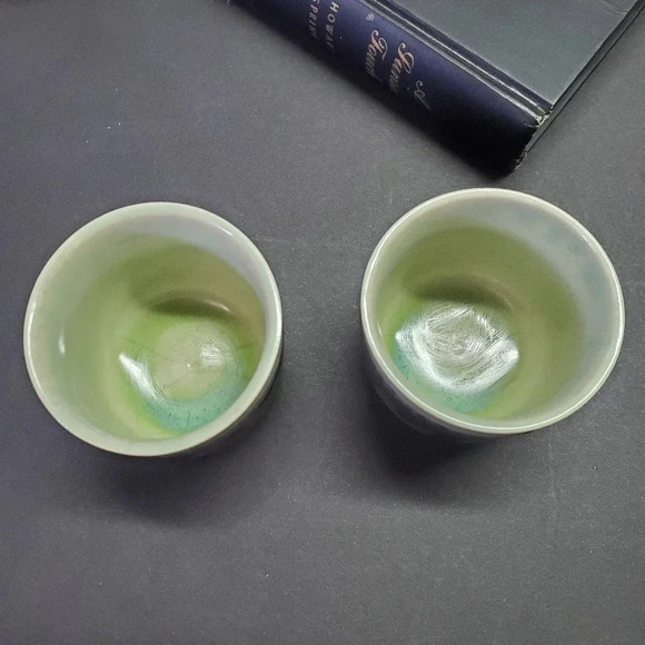 Vintage Sake Set in Green Stone 3-pc Set - Picture 2 of 11